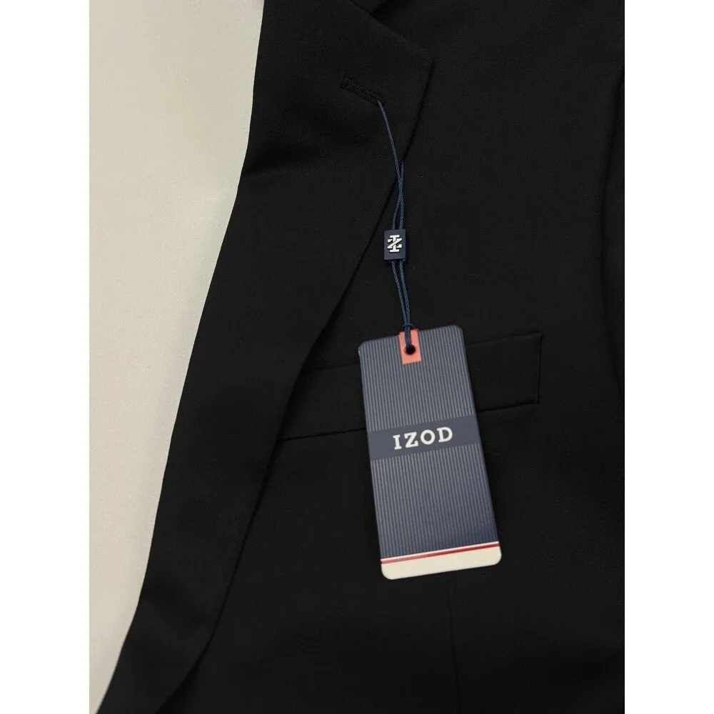 $395 NEW IZOD MENS 40R SOLID BLACK SUPER SOFT BLAZER SPORT COAT SUIT JACKET ONLY